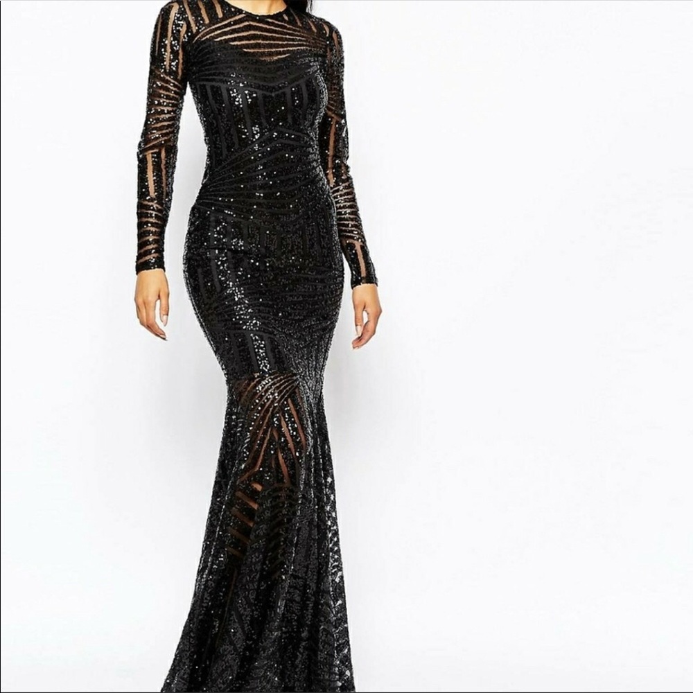 Asos Club L Sequin Maxi Mermaid Fishtail Dress